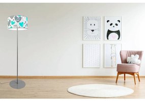 Detská stojacia lampa Heart, 1x biele textilné tienidlo so vzororm, (výber z 2 farieb konštrukcie), o, b