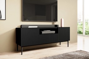 TV stolík Nicole 150 cm s otvorenou policou - čierny mat / čierne nožičky