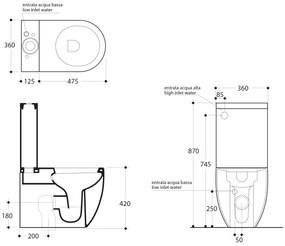 Kerasan Kerasan, FLO WC kombi misa 36x60cm, spodný/zadný odpad, biela, 311701