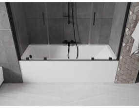 Mexen Velar Duo, 2-krídlová posuvná vaňová zástena 200 x 150 cm, 8mm číre sklo, čierny matný profil, 896-200-000-02-70