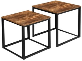 Sada 2 konferenčných stolíkov PRAVEN Rustic dub