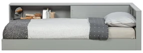 Sivá jednolôžková posteľ z borovicového dreva WOOOD Connect, 90 x 200 cm