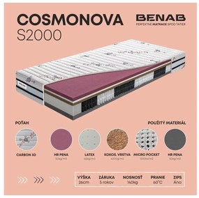 Taštičkový matrac Benab Persefona S2000 200x140 cm (T4/T3). Vlastná spoľahlivá doprava až k Vám domov. 763556