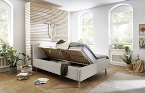 Dvojlôžková posteľ taupe s úložným priestorom 180 x 200 cm fleece béžová MUZZA