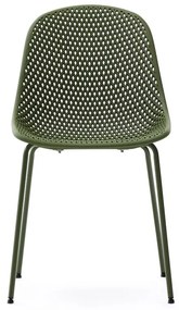 Tmavozelená kovová záhradná stolička Quinby – Kave Home