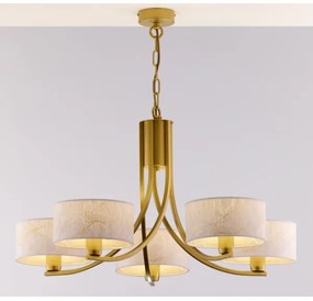 Jupiter 2097 - Luster na reťazi ARTHUR 5xE27/15W/230V biela/zlatá/mramorový dekor