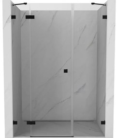Mexen Lunar, ľavé výklopné sprchové dvere 160 cm, číre sklo, čierny profil, 834S-160-050-70-00-L