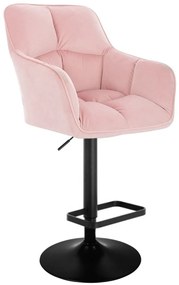 LuxuryForm Barová stolička AMALFI VELUR na čiernom tanieri - ružová