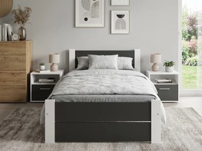 Posteľ IKAROS DOUBLE 80 x 200 cm, antracit/biela Rošt: S lamelovým roštom, Matrac: Bez matraca