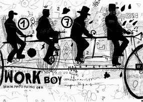 Obraz - Tímová práca, jazda na bicykli (70x50 cm)