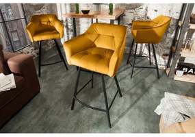 Barová stolička 40308 Loft Zamat Žltá - Komfort-nábytok
