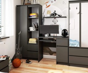 Psací stôl PIKSEL 90 cm grafitově šedý pravý