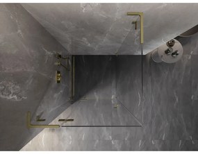 Mexen Lunar, L sklápací sprchový kút ľavý 80 x 80 cm, 8mm číre sklo, zlatý kartáčovaný - 834L-080-080-55-00-L