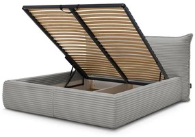 Sivá čalúnená dvojlôžková posteľ s úložným priestorom a roštom 160x200 cm Jade – Bobochic Paris