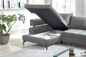 Rohová sedacia súprava Paris, stredne šedá látka, ľavý roh