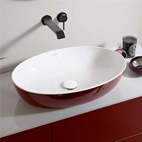 VILLEROY &amp; BOCH Artis oválne umývadlo na dosku bez otvoru, bez prepadu, 610 x 410 mm, Bordeaux, 419861BCS9