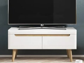 Televízna skrinka Nordi, 107 cm, dub riviera/biely lesk%