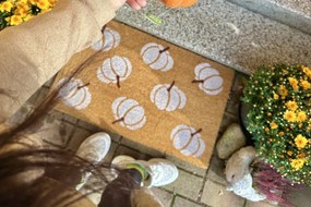 Hanse Home, DOPREDAJ: 45x75 cm Rohožka Halloween bílé dýně 105676 - na ven i na doma, 45x75, biela, chodba / predsieň