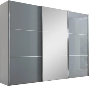 XXXLutz ŠAT. SKRIŇA S POSUV. DVERAMI, biela, svetlosivá, 280/222/68 cm Moderano - Skrine - 000531006015