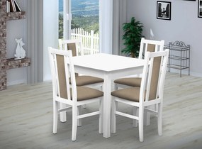 Nabytekmorava Jedálenský set Brooklyn pre 4 osoby, stôl 90x90 cm farba lamina: biela 113, čalúnenie vo farbe: SCALA svetle modrá 74
