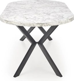 Rozkladací jedálenský stôl 100-250 cm Pepeera (mramor biely + čierna) (pre 6 8 osôb). Vlastná spoľahlivá doprava až k Vám domov. 1049335