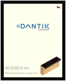 DANTIK rám na obraz 40x50 | PERLA černá lesklá vysoká (Plexi Čiré)