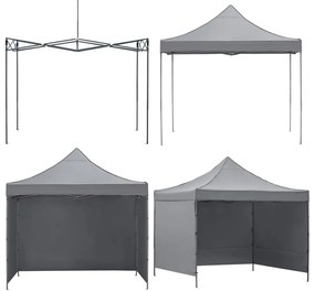 Nožnicový stan 3×3 m – záhradný pavilón pre veľtrhy, expresné akcie a catering, sivý Springos GP0003