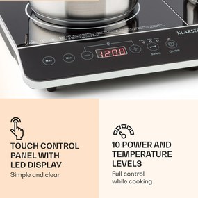 Klarstein VariCook Slim, indukčný varič, 3500 W, 240 °C, 2 platne, časovač, dotykové ovládanie