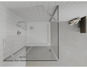 Mexen Roma, sprchovací kút 90 (dvere) x 90 (stena) cm, 6mm číre sklo, chrómový profil + slim sprchová vanička 5cm, 854-090-090-01-00-4010