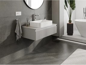 Mexen Rivel, kúpeľňová skrinka 90 cm s pracovnou doskou, 1 zásuvka, drážkovaná, matná sivá, 91A20-09023-1-BFC62