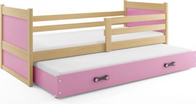 Posteľ s prístelkou RICO 2 200x90 Borovica - Ružová