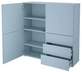 FMD Skriňa s 3 zásuvkami a 3 dvierkami 99x31,5x101,2 cm modrá 444218