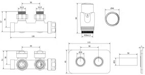 Mexen G00, uhlová termostatická súprava s hranatou krytkou, Duplex DN50, chrómová, W907-900-910-01