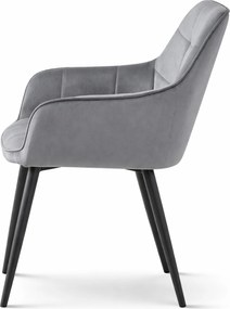 Jedálenské kreslo VARSI VELVET s čiernymi nohami, sivé