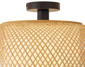 Japandi stropné svietidlo bambusové s bielym interiérom - Liva