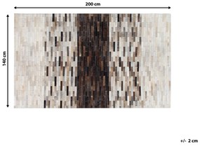 Kožený koberec 140 x 200 cm hnedá/béžová SINNELI Beliani