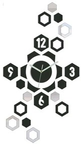 3D nalepovacie hodiny Hexagon wenge