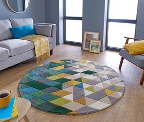 Flair Rugs koberce Ručne všívaný kusový koberec Illusion Prism Green/Multi kruh - 160x160 (priemer) kruh cm