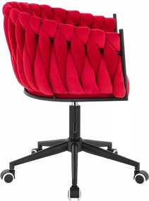 LuxuryForm DESIGN Stolička NORDEN VELUR na čiernej podstave s kolieskami - červená