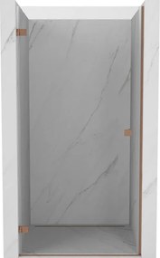 Mexen Lunar-B, Otočné ľavé sprchové dvere 95 cm, 8mm číre sklo, medený matný profil, 832-095-000-65-00-L