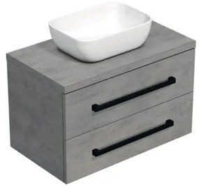 Kúpeľňová skrinka s čiernou úchytkou a krycí doskou SAT Cube Way 80x47,5x46 cm betón mat CUBE46C803BE45, 1 ks