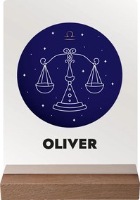 ČistéDrevo Vaše znamenie s menom na akrylovom skle - tmavý stojan Zvolte znamení zvěrokruhu: Váhy