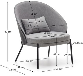 Čierno-sivé kreslo Eamy – Kave Home