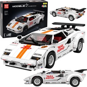 LEAN Toys Stavebnicové kocky – športové auto s diaľkovým ovládaním RC, biele, 1384 dielov