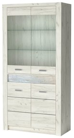Vitrína Indie 03 (s LED osvetlením) (craft biely). Akcia -21%. Vlastná spoľahlivá doprava až k Vám domov. 1057759
