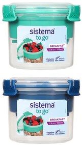 SISTEMA Box na jogurt a müsli, 2 komory+lyžica, SISTEMA, 530ml, mix farieb Farba škatuliek SISTEMA: Modrá