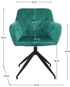 Kondela Otočná stolička, zelená Velvet látka/čierna, VELEZA NEW 111281