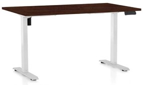 Výškovo nastaviteľný stôl OfficeTech B, 140 x 80 cm, biela podnož, wenge