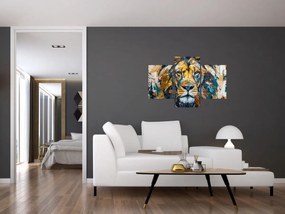 Obraz - Abstraktná olejomaľba s levom (90x60 cm)