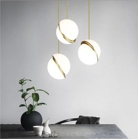 Toolight Toolight, závesná stropná lampa akrylová guľa 1xE27 APP481-1CP, biela-zlatá, OSW-00598